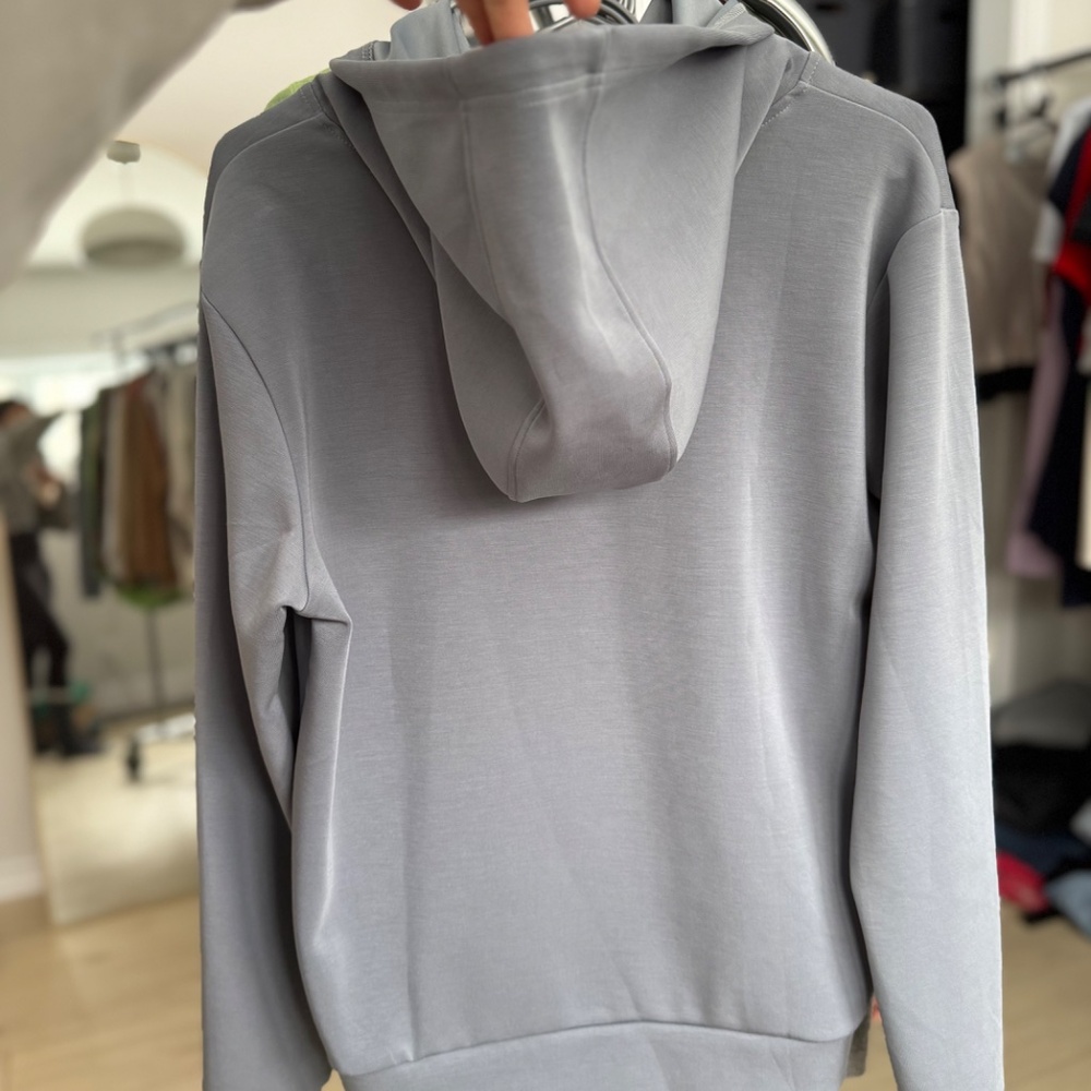LazyPants | Luxe Sueded Double Knit Hoodie | Dusty Blue | Size L - Picture 7 of 9